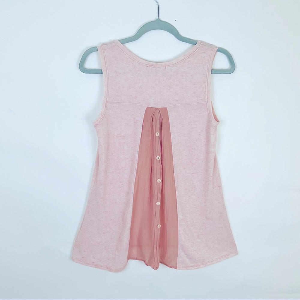 RED HAUTE sleeveless blouse cotton tank with linen button-up back light … - Picture 2 of 6